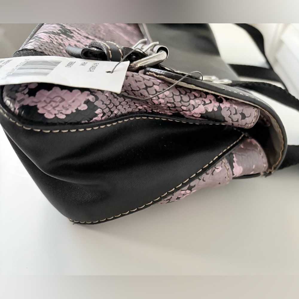NWT Nine West Pink & black Snakeskin Purse Vintage Y2K spacious various pockets - Picture 6 of 15